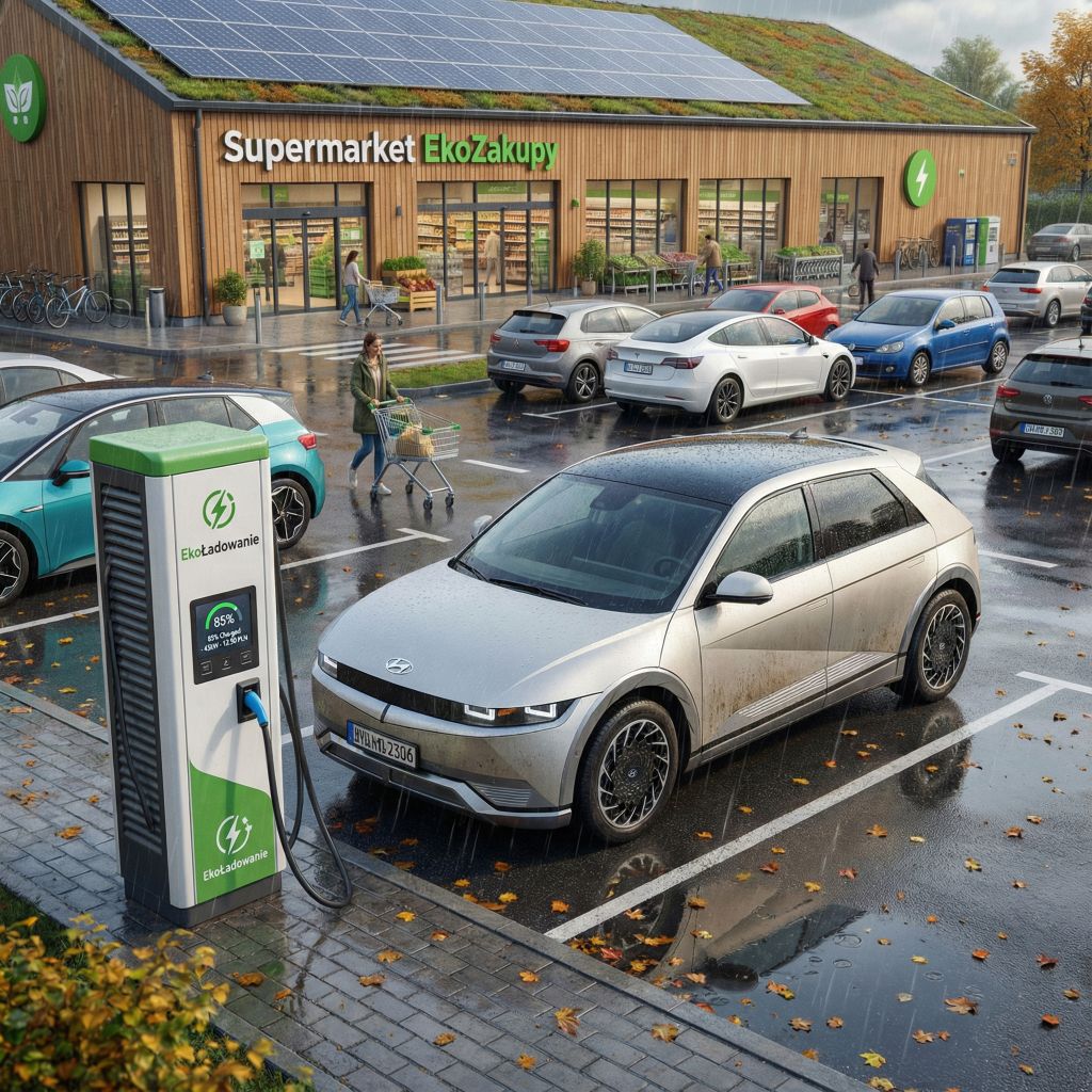 Ładowarki AC przy ekologicznym supermarkecie - Volkswagen, Tesla, Hyundai