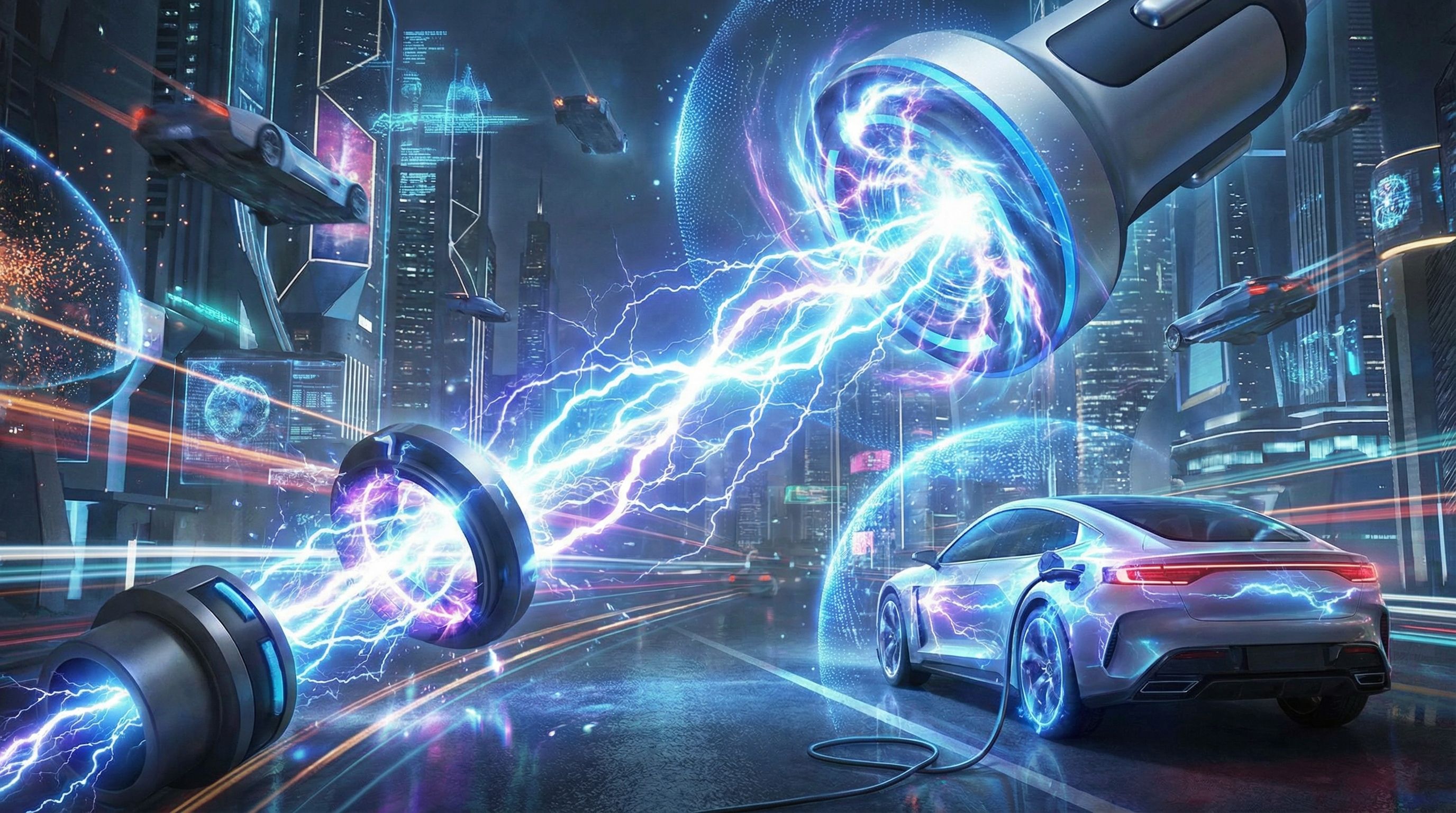 Nowoczesna stacja ładowania samochodów elektrycznych w mieście