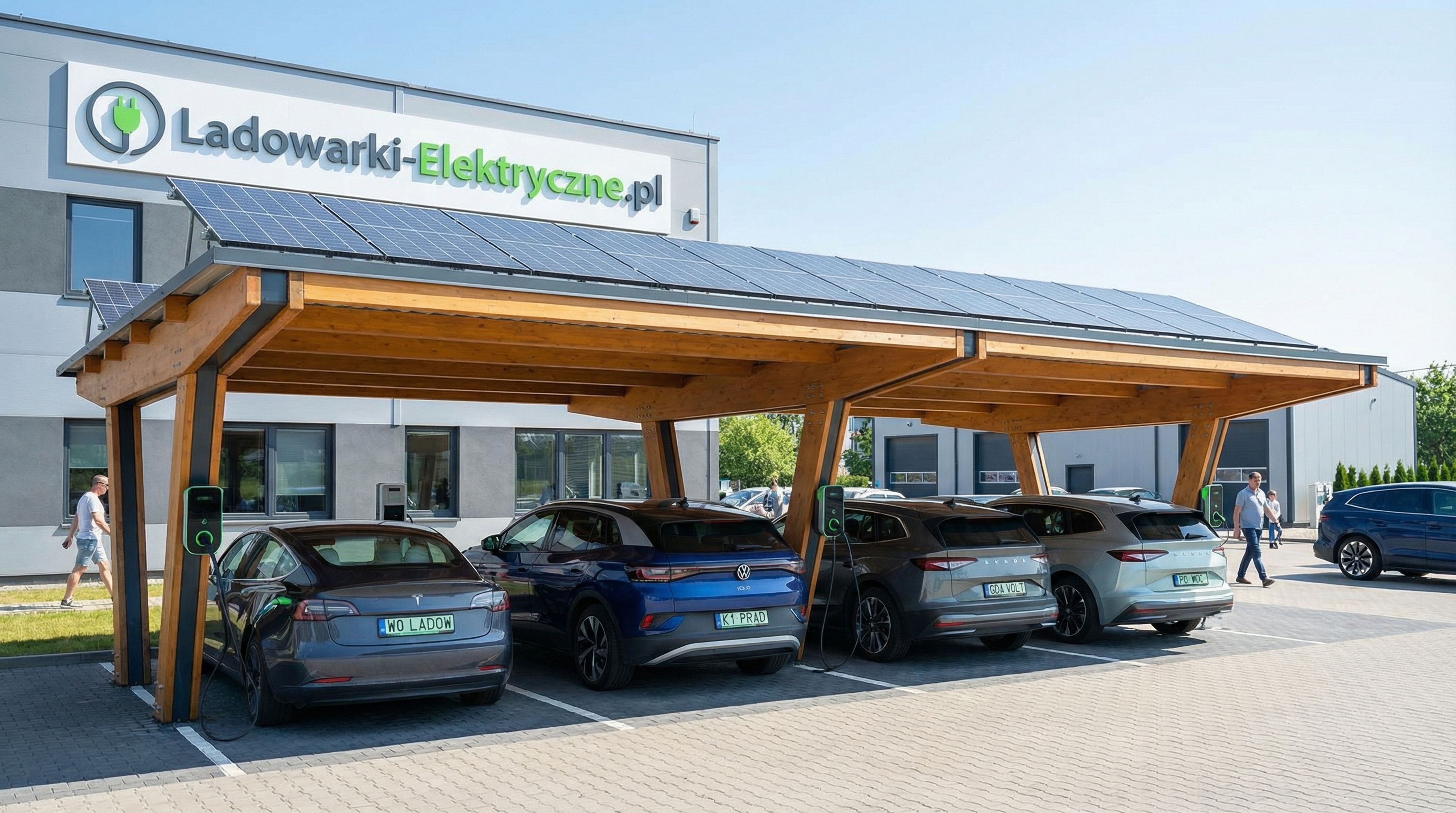 Carport fotowoltaiczny - wiata garażowa z panelami słonecznymi i ładowarką